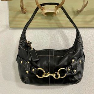 Coach Ergo Hampton Black Leather Gold Hobo Bag EUC